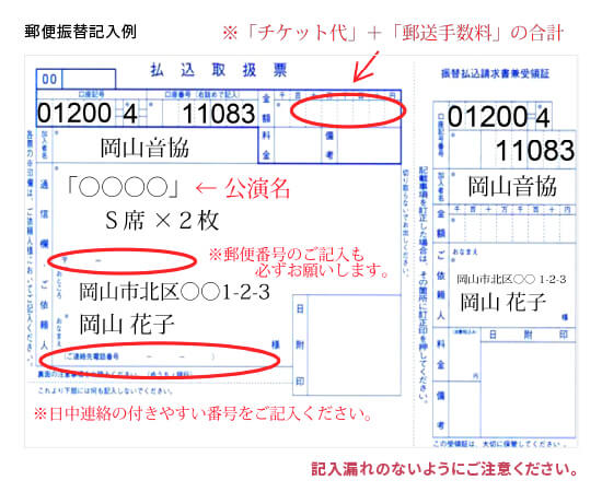 郵便振替記入例